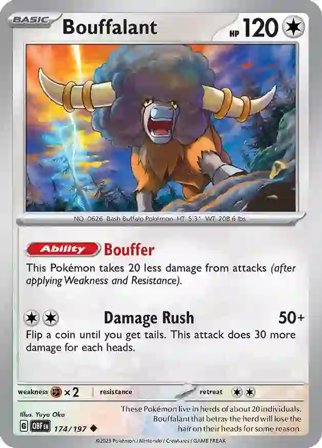 Bouffalant Pokemon card from Obsidian Flames