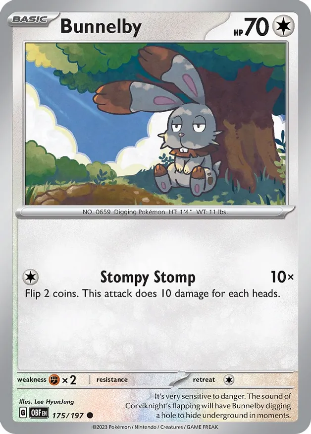 Bunnelby Pokemon card from Obsidian Flames