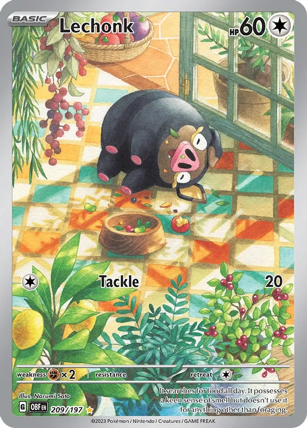 Lechonk Pokemon card from Obsidian Flames