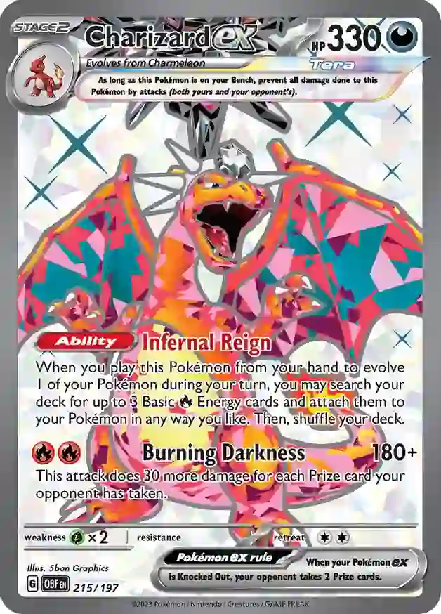 Charizard ex Pokemon card from Obsidian Flames