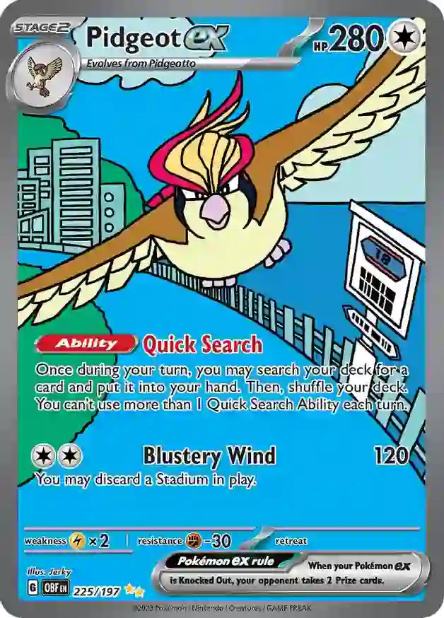 Pidgeot ex Pokemon card from Obsidian Flames