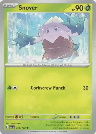 Snover Pokemon card from Paldea Evolved