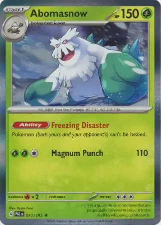 Abomasnow Pokemon card from Paldea Evolved