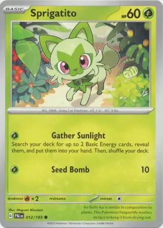 Sprigatito Pokemon card from Paldea Evolved