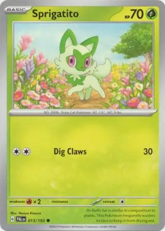 Sprigatito Pokemon card from Paldea Evolved
