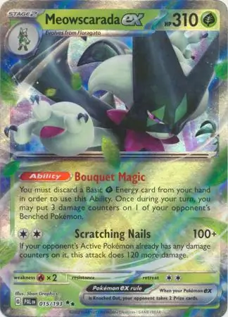 Meowscarada ex Pokemon card from Paldea Evolved