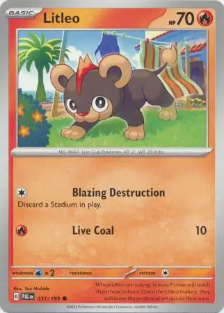 Litleo Pokemon card from Paldea Evolved
