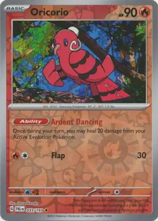 Oricorio Reverse Holo Pokemon card from Paldea Evolved