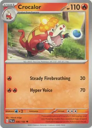 Crocalor Pokemon card from Paldea Evolved
