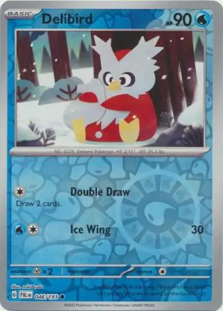 Delibird Reverse Holo Pokemon card from Paldea Evolved
