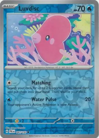 Luvdisc Reverse Holo Pokemon card from Paldea Evolved