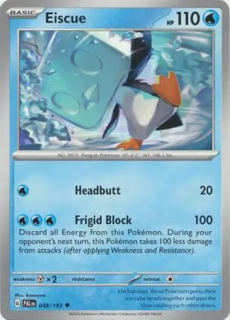 Eiscue Pokemon card from Paldea Evolved