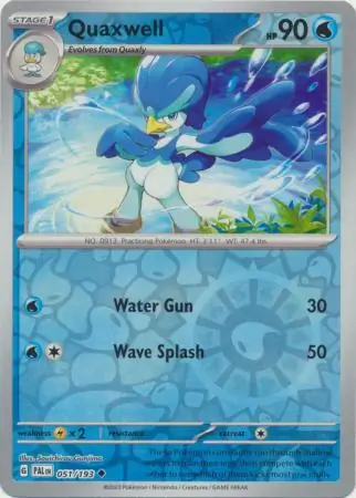 Quaxwell Reverse Holo Pokemon card from Paldea Evolved