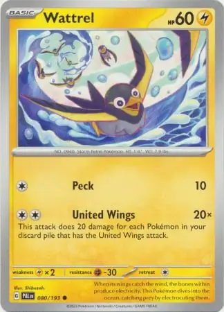 Wattrel Pokemon card from Paldea Evolved