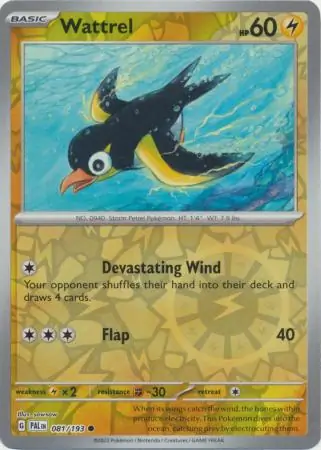Wattrel Reverse Holo Pokemon card from Paldea Evolved
