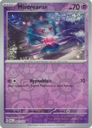 Misdreavus Reverse Holo Pokemon card from Paldea Evolved