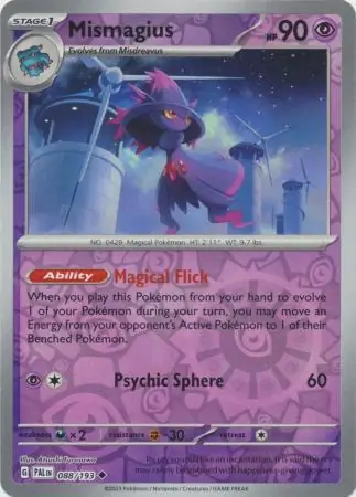 Mismagius Reverse Holo Pokemon card from Paldea Evolved