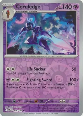 Ceruledge Reverse Holo Pokemon card from Paldea Evolved