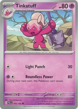 Tinkatuff Pokemon card from Paldea Evolved
