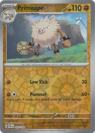 Primeape Reverse Holo Pokemon card from Paldea Evolved