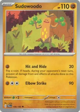 Sudowoodo Pokemon card from Paldea Evolved