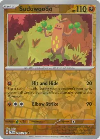 Sudowoodo Reverse Holo Pokemon card from Paldea Evolved