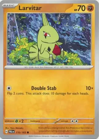 Larvitar Pokemon card from Paldea Evolved