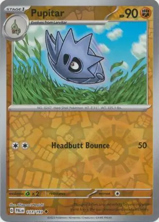 Pupitar Reverse Holo Pokemon card from Paldea Evolved