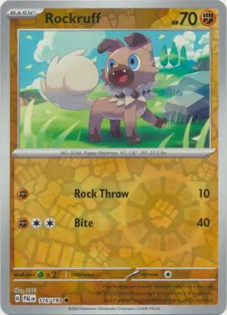Rockruff Reverse Holo Pokemon card from Paldea Evolved