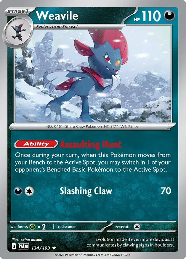 Weavile Pokemon card from Paldea Evolved