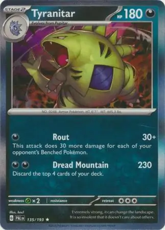 Tyranitar Pokemon card from Paldea Evolved