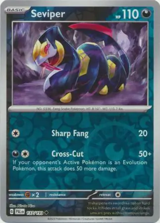 Seviper Reverse Holo Pokemon card from Paldea Evolved