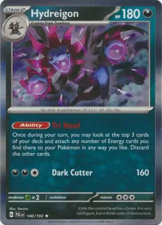 Hydreigon Pokemon card from Paldea Evolved