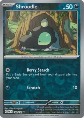 Shroodle Reverse Holo Pokemon card from Paldea Evolved