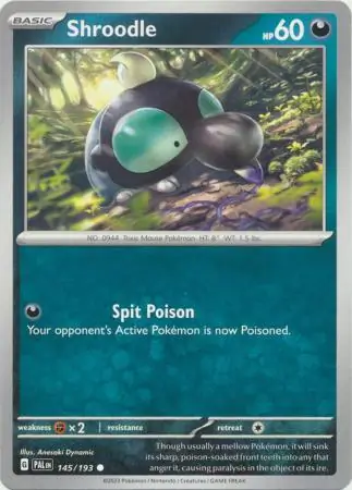 Shroodle Pokemon card from Paldea Evolved