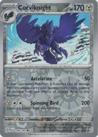 Corviknight Reverse Holo Pokemon card from Paldea Evolved