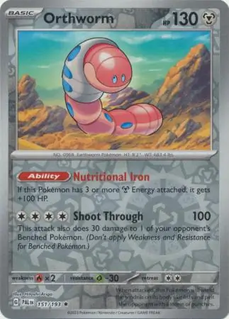 Orthworm Reverse Holo Pokemon card from Paldea Evolved