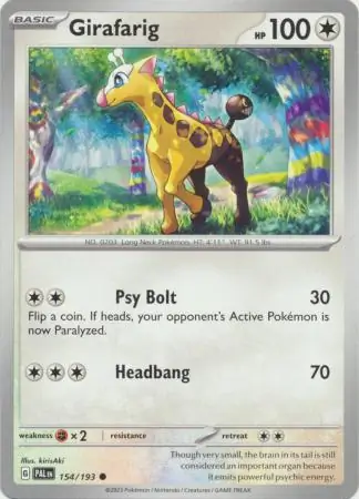 Girafarig Pokemon card from Paldea Evolved