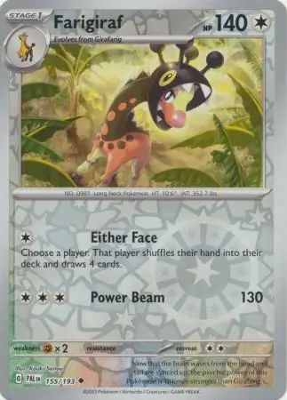 Farigiraf Reverse Holo Pokemon card from Paldea Evolved