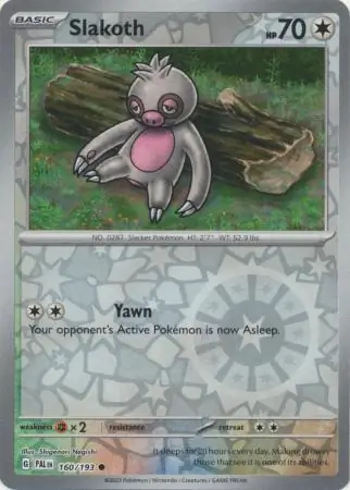 Slakoth Reverse Holo Pokemon card from Paldea Evolved