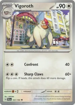 Vigoroth Pokemon card from Paldea Evolved