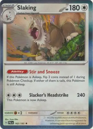 Slaking Pokemon card from Paldea Evolved