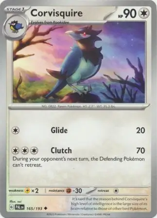 Corvisquire Pokemon card from Paldea Evolved