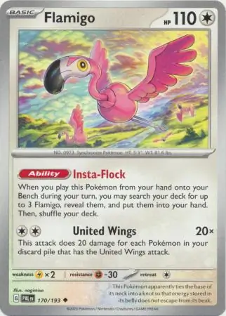 Flamigo Pokemon card from Paldea Evolved