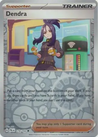 Dendra Reverse Holo Pokemon card from Paldea Evolved