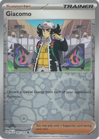 Giacomo Reverse Holo Pokemon card from Paldea Evolved