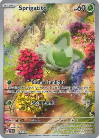 Sprigatito Pokemon card from Paldea Evolved