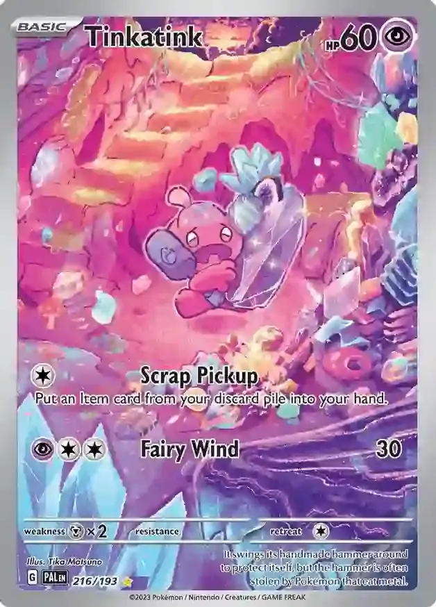 Tinkatink Pokemon card from Paldea Evolved