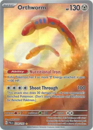 Orthworm Pokemon card from Paldea Evolved