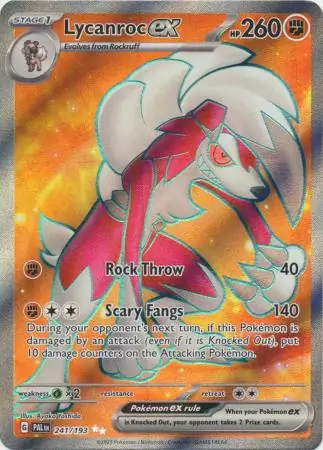 Lycanroc ex Pokemon card from Paldea Evolved